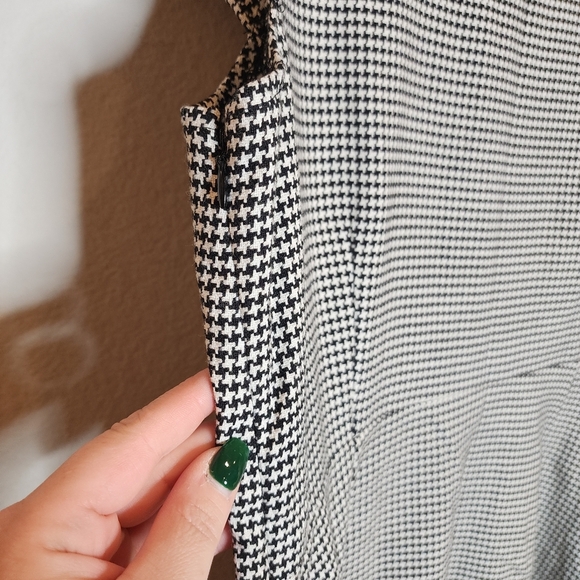 NWT Rachel Zoe Flutter Sleeve A-Line Dress Black White Plaid Houndstooth Size 14 - Picture 11 of 15